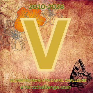 Stylized English letter V for the A to Z Blog Challenge